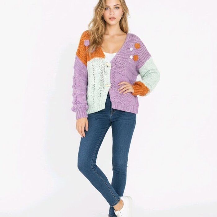 Vest - Bloem - Collorblock - Lila