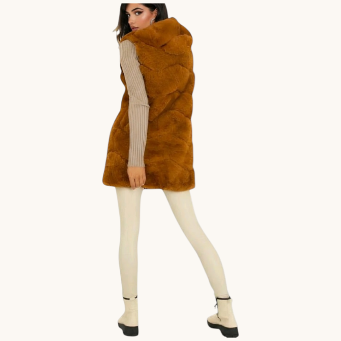 Bodywarmer - Faux fur - Capuchon - Camel