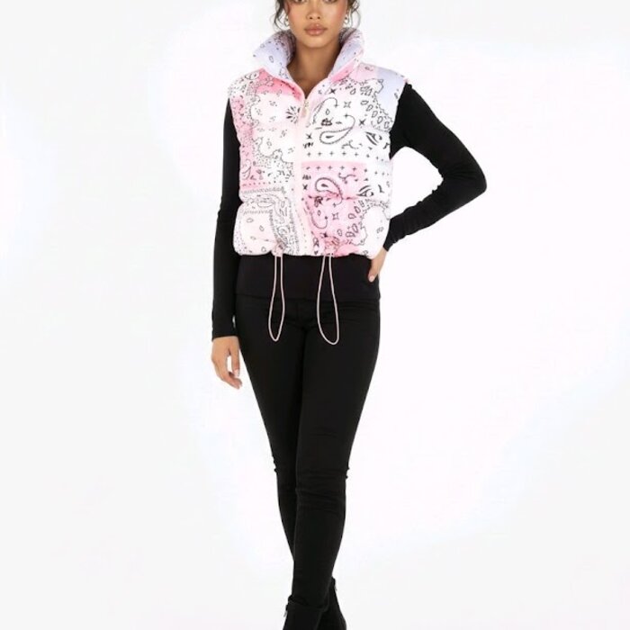 Gewatteerde Bodywarmer | Pastel Bandana-Print