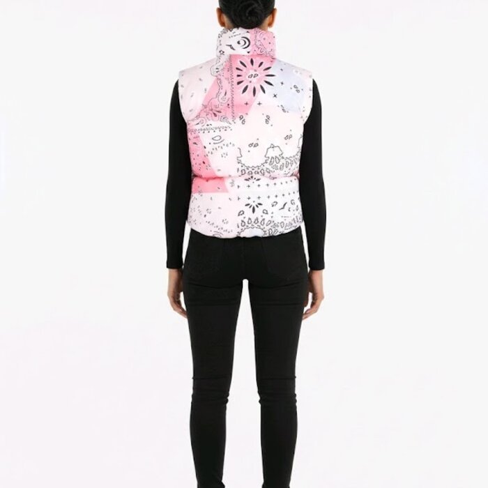 Gewatteerde Bodywarmer | Pastel Bandana-Print
