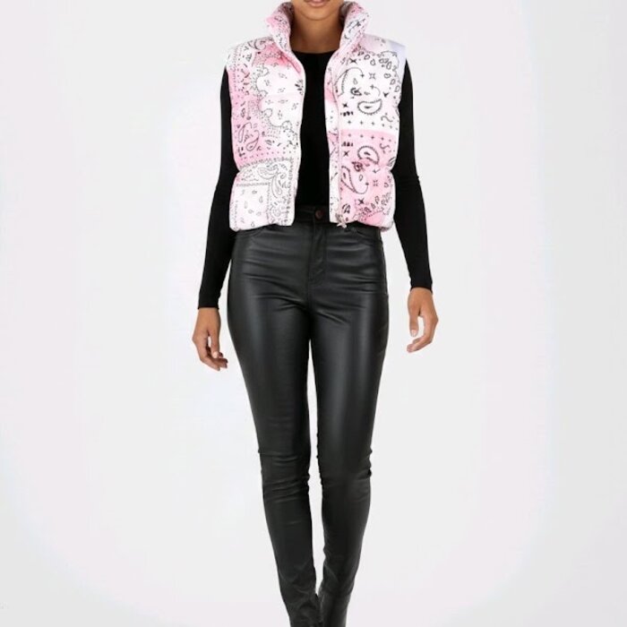 Gewatteerde Bodywarmer | Pastel Bandana-Print