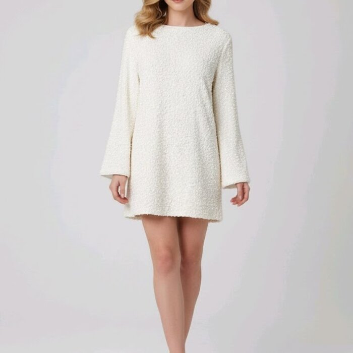 Amara – Witte Pailletten Jurk Met Zwarte Strik