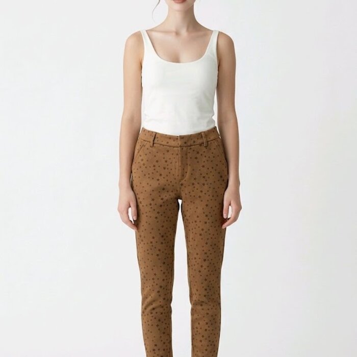 Stella – Camel Slimfit Broek Met Sterretjes