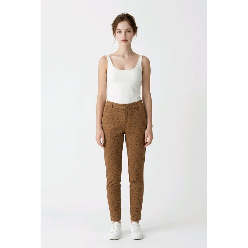 Stella – Camel Slimfit Broek Met Sterretjes