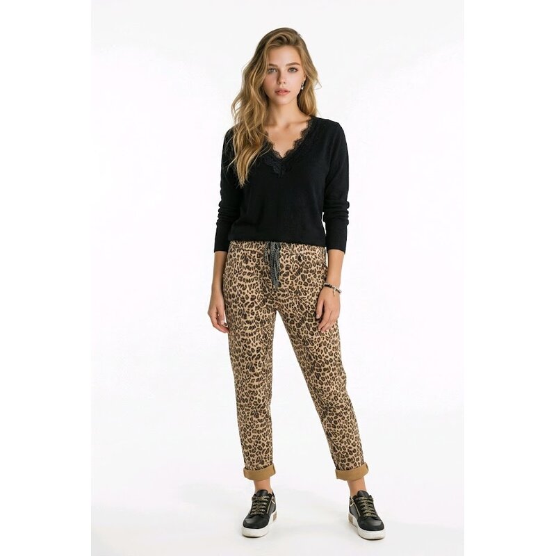 Léonie – Fluweelzachte Luipaard Broek Met Glitterkoord