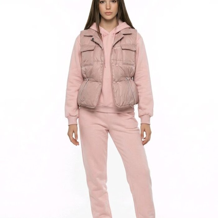 Elin – 3-Delig Roze Joggingpak Met Bodywarmer