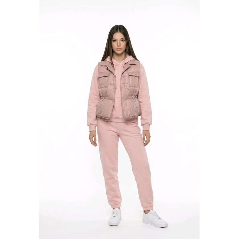 Elin – 3-Delig Roze Joggingpak Met Bodywarmer