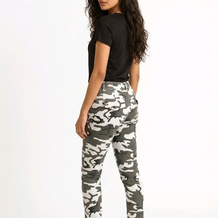 Camouflage Jeans Met Zilverpatroon - Lage Taille - Trendy Design