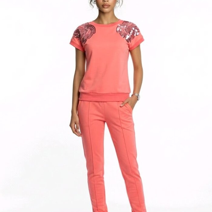 Alina – Koraal 2-Delige Set Met Pailletten Details