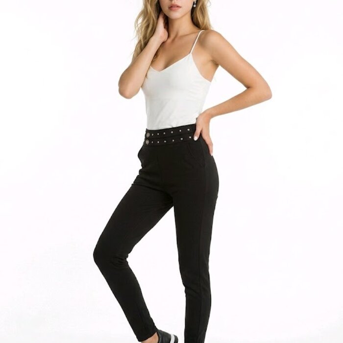 Livia – Zwarte Tregging Met Studs En Bling Details