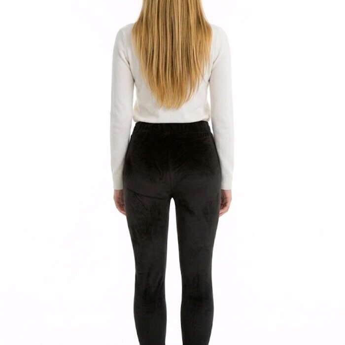 Velia – Zwarte Fluwelen Joggingbroek