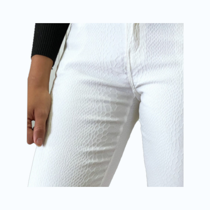 Valentina – Witte Tregging Met Python Structuur