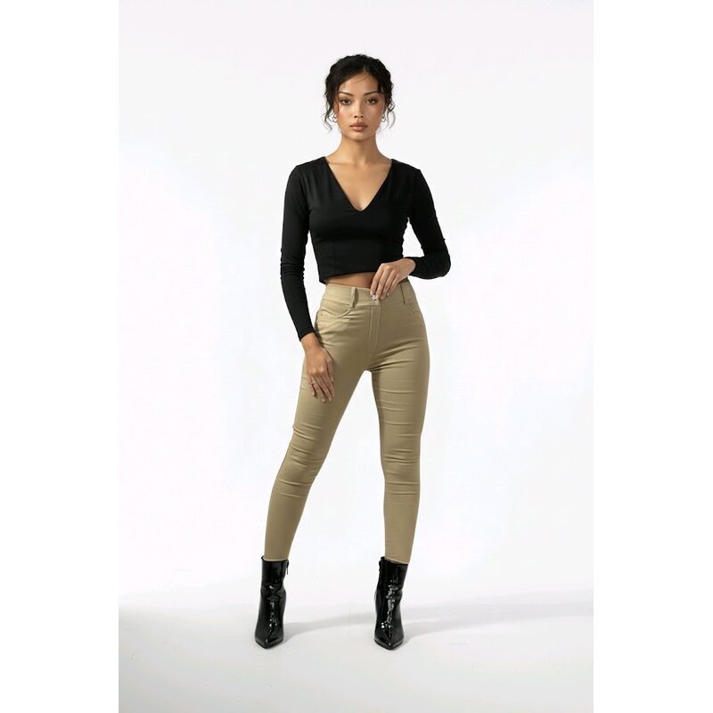 Arabella – Camel Tregging Met Sierknoop