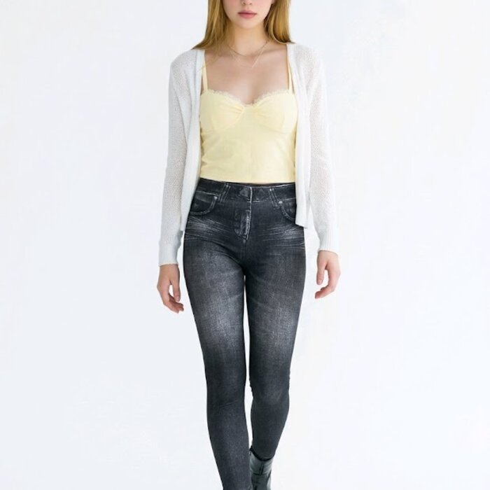 Elena – Gevoerde Denim Look Legging Met Hoge Taille