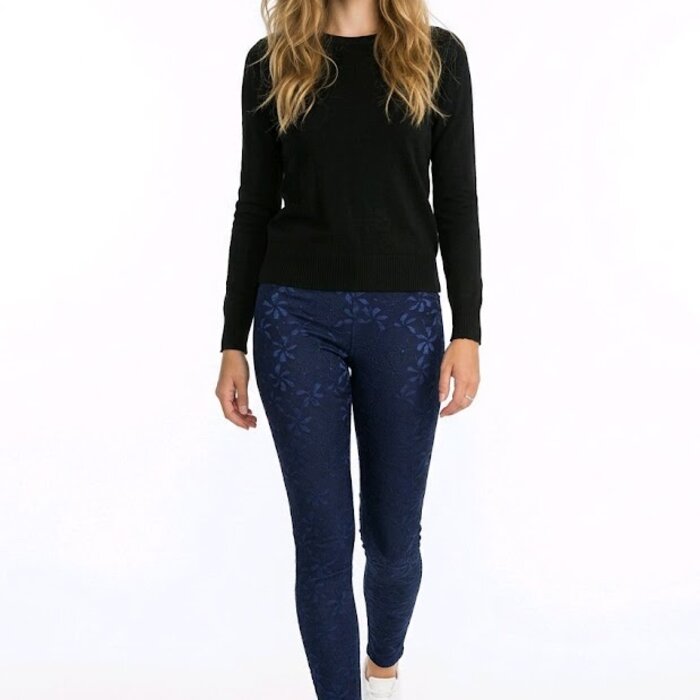 Milena – Tregging Met Subtiel Glanzend Bloemenmotief-navi