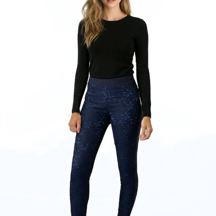 Milena – Tregging Met Subtiel Glanzend Bloemenmotief-navi