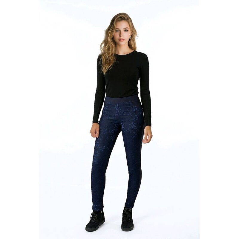 Milena – Tregging Met Subtiel Glanzend Bloemenmotief-navi