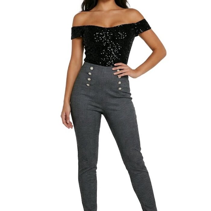 Elena – Elegante Ruit Tregging Met Elastische Taille