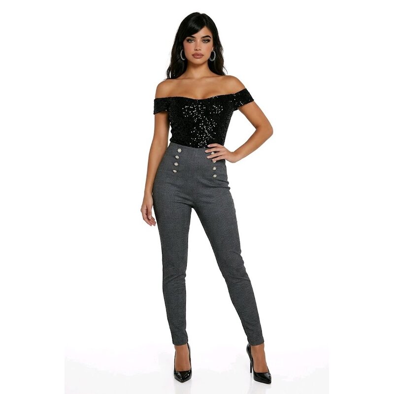 Elena – Elegante Ruit Tregging Met Elastische Taille