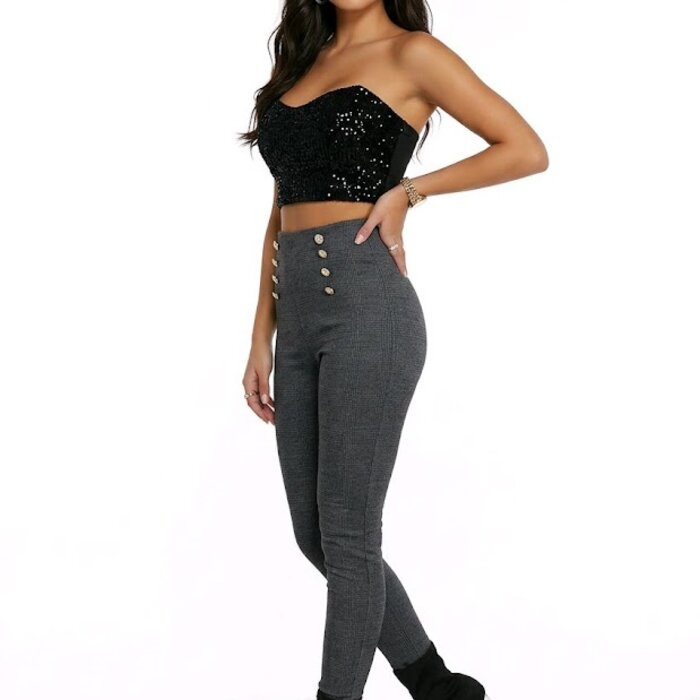 Elena – Elegante Ruit Tregging Met Elastische Taille