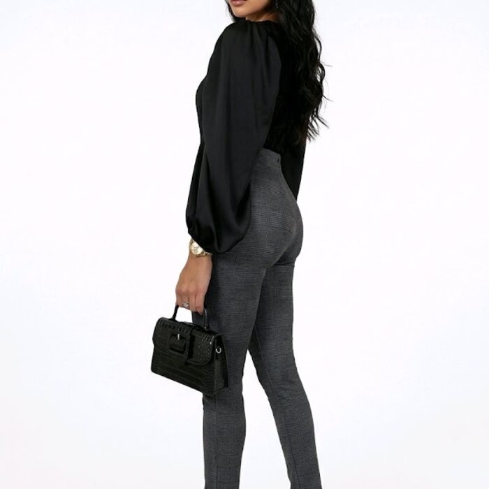 Elena – Elegante Ruit Tregging Met Elastische Taille