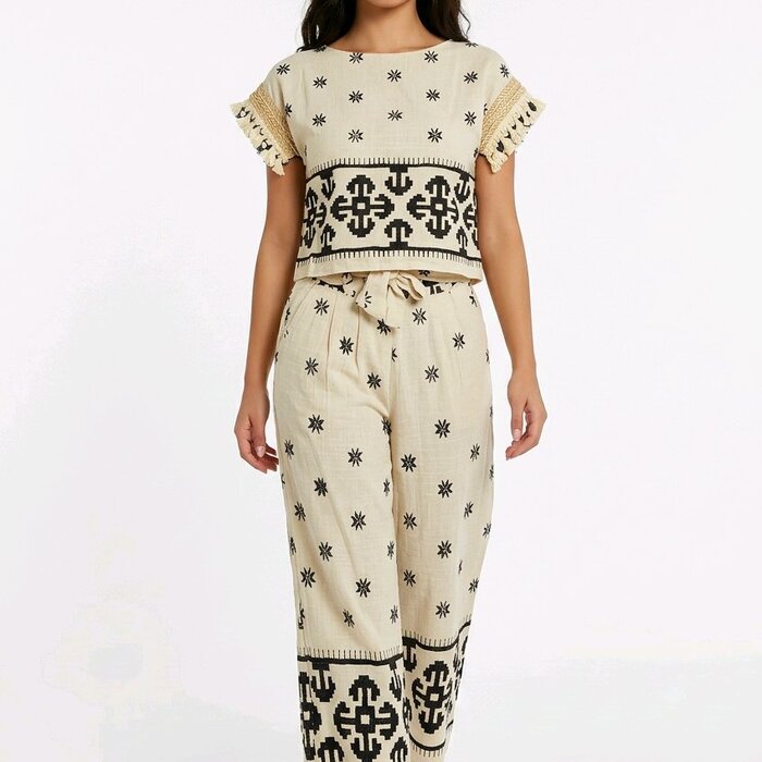 Dames Set - 2delig - Embroid - Linnen - Summer Trent