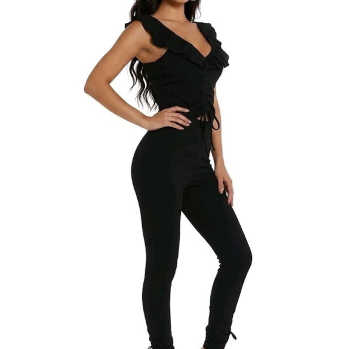 Eline – Tweedelige Set – Mouwloze Top En Broek Met Koorddetails