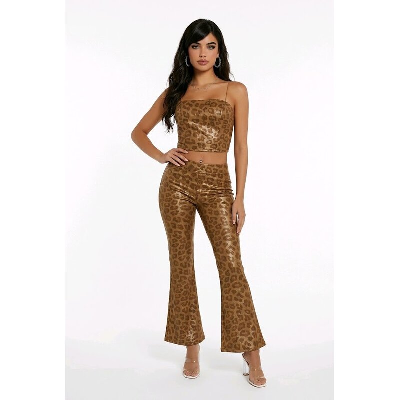 Deza – Tweedelig Set – Flair Broek en Top met Luipaardprint