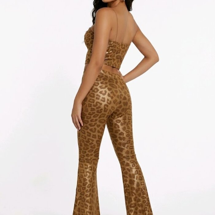 Deza – Tweedelig Set – Flair Broek en Top met Luipaardprint