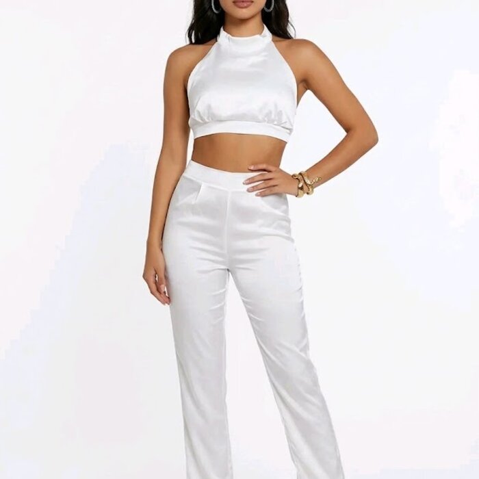 Liora – Tweedelige Set – Haltertop En Broek Van Satijn