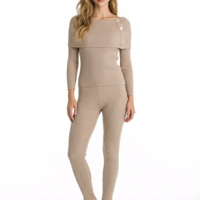 Maé – Tweedelige Set – Ribbelstructuur  - Off-Shoulder Top