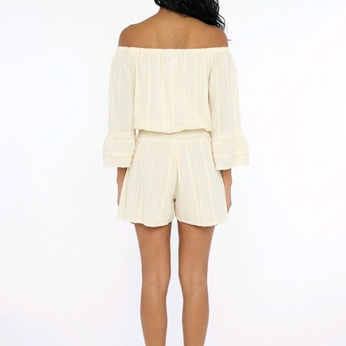 Fiona 2-Delig Set - Korte Broek- Top-Off-shoulder - Ecru