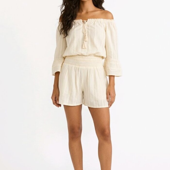 Fiona 2-Delig Set - Korte Broek- Top-Off-shoulder - Ecru