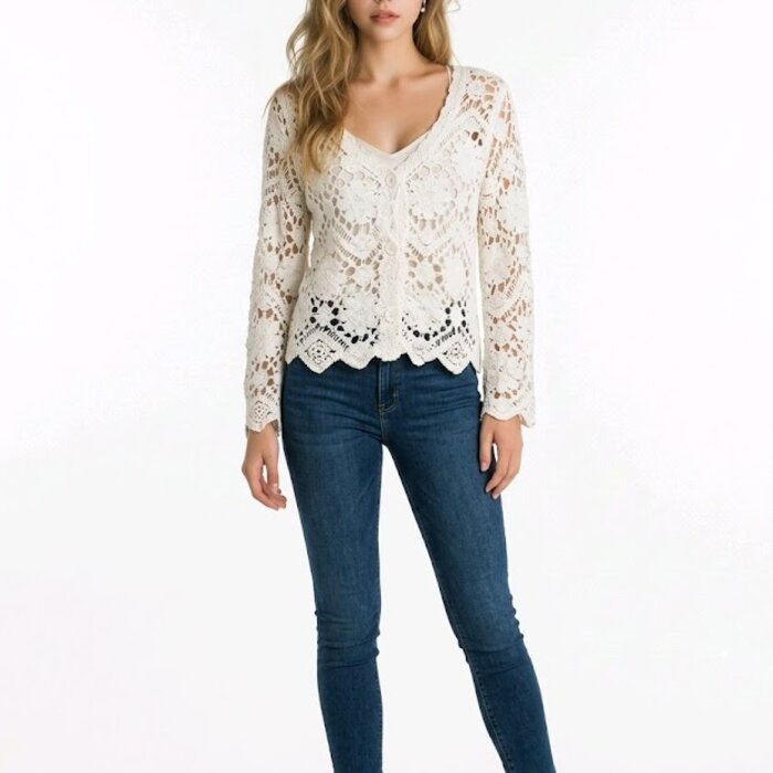Liora – V-Hals Broderie Top