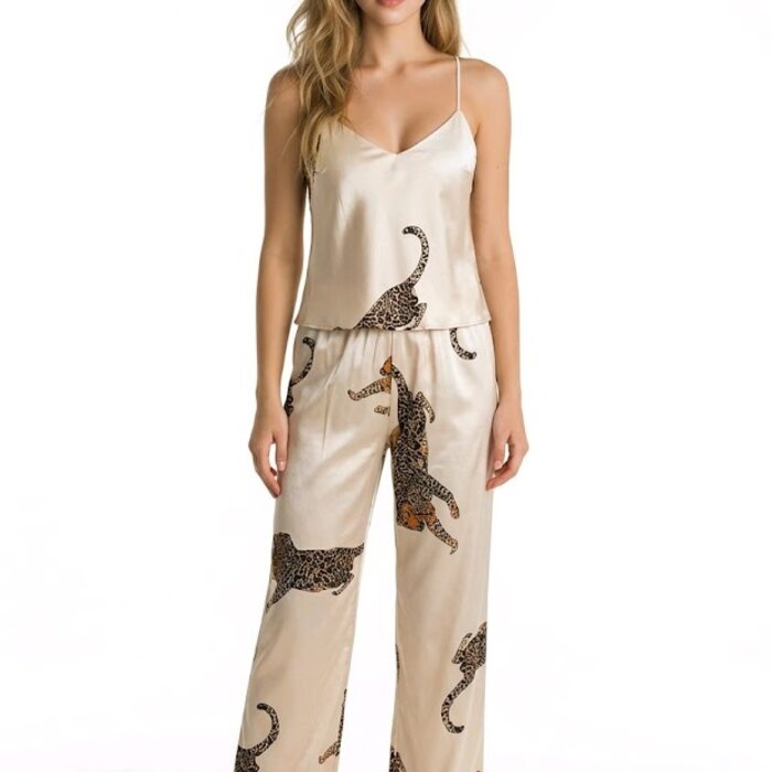 Wild Elegance | Satijnen Dames Pyjama Set –Luipaard