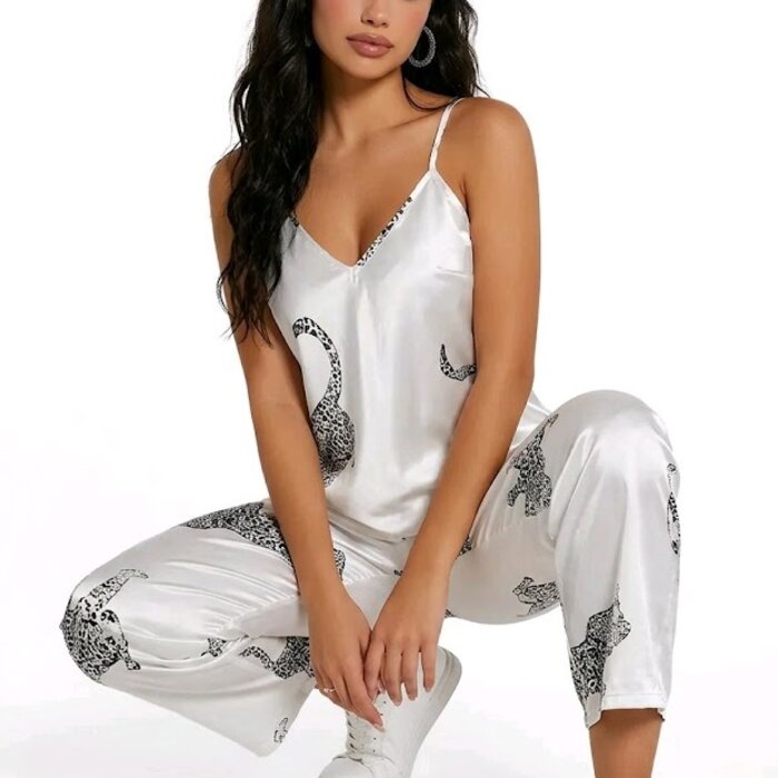 Wild Elegance | Satijnen Dames Pyjama Set –Luipaard