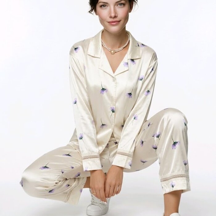 Elegant Blossom | Satijnen  Pyjama – Luxe - Romantisch