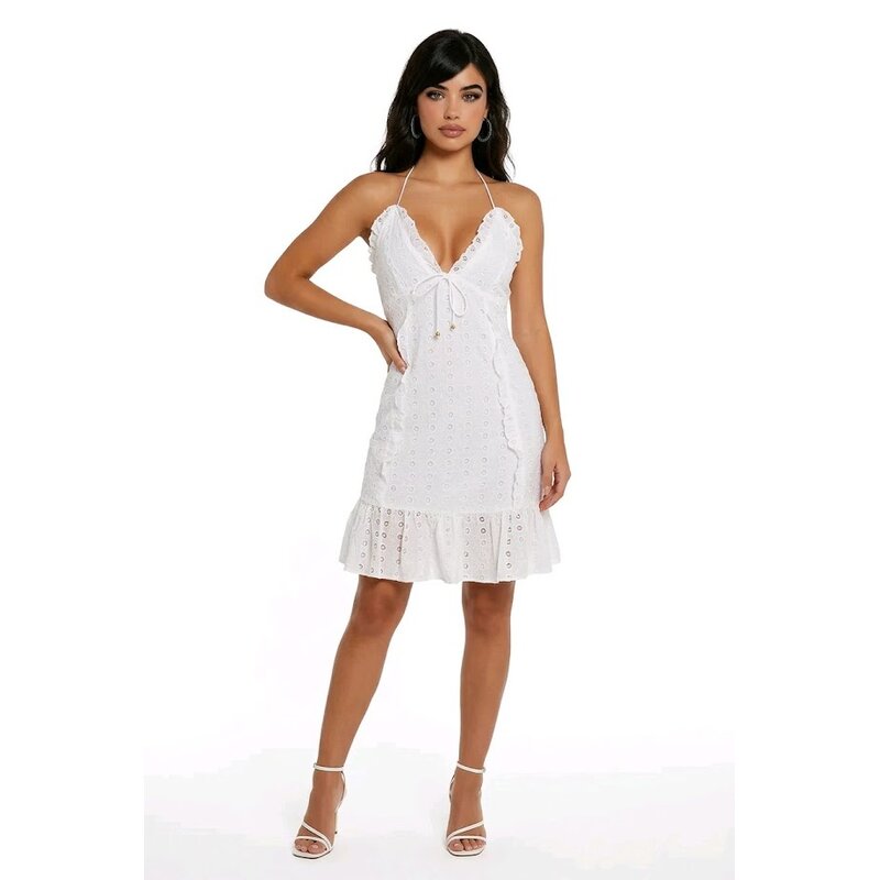 Selena – Jurk Borduurwerk - Halterhals