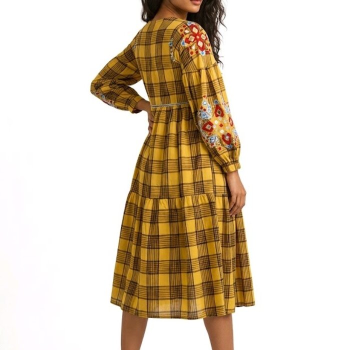 Lotta – Tartan Jurk - Bloemenborduursel