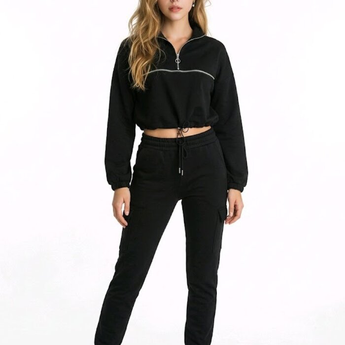 Sallie - Jogging- en Sweatshirt Set – Zwart – Sierrits - Comfort Fit