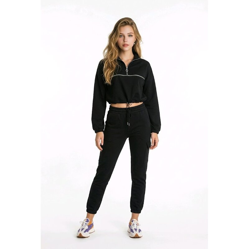 Sallie - Jogging- en Sweatshirt Set – Zwart – Sierrits - Comfort Fit