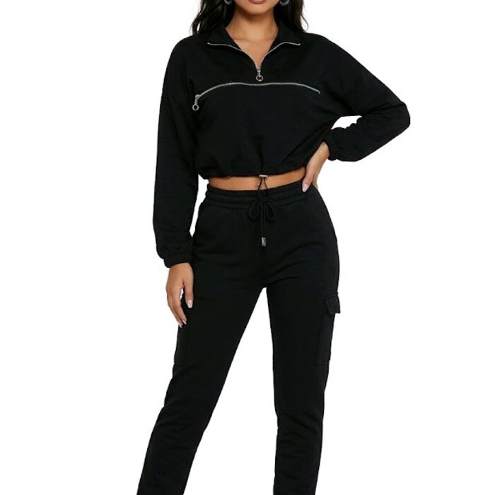 Sallie - Jogging- en Sweatshirt Set – Zwart – Sierrits - Comfort Fit