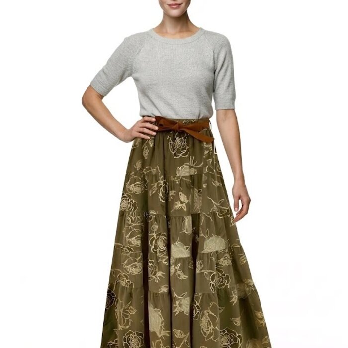 Dames - Lange Rok - Bloemen design - Glitter Fashion