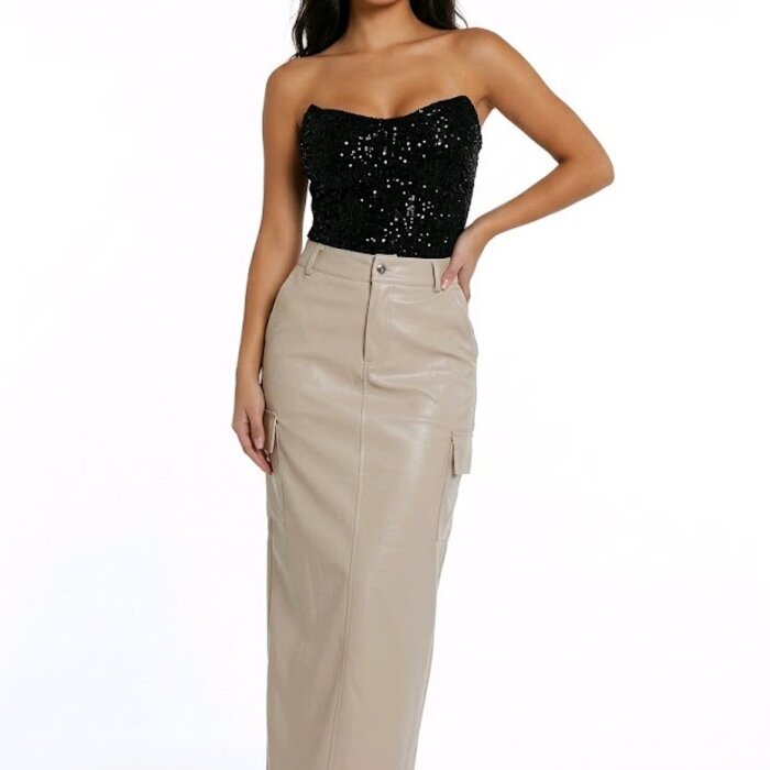 Seravelle – Luxe Imitatie Leren Rok met Zakken