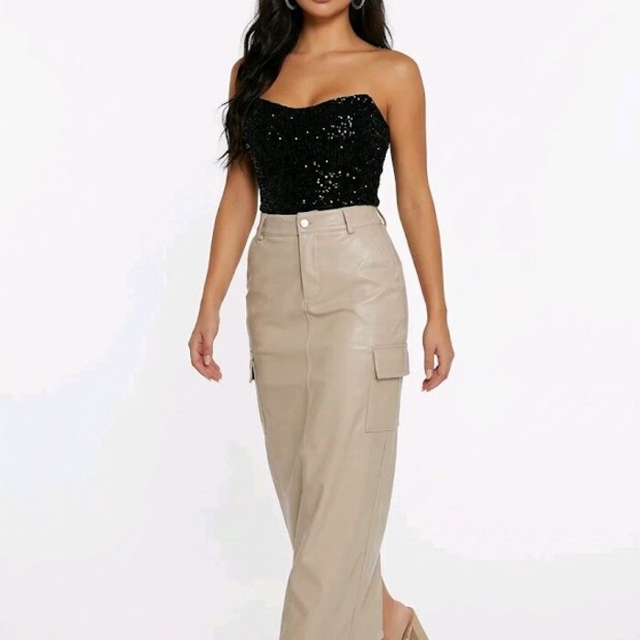 Seravelle – Luxe Imitatie Leren Rok met Zakken