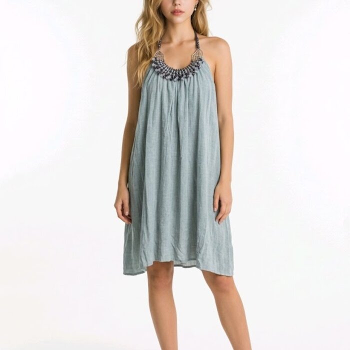 Perlisse – Groene Tuniek met Parel Halterketting