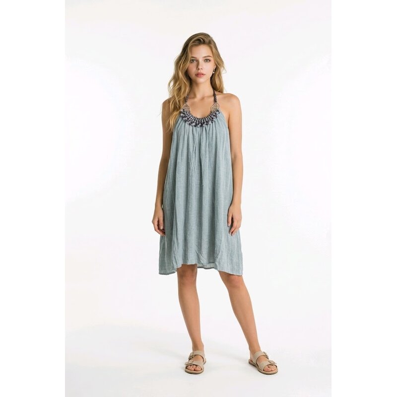 Perlisse – Groene Tuniek met Parel Halterketting