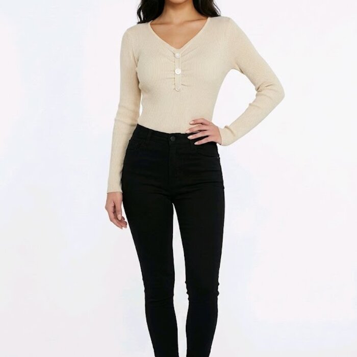 Lior – Bodysuit – Geribbelde  - Chique Knopen