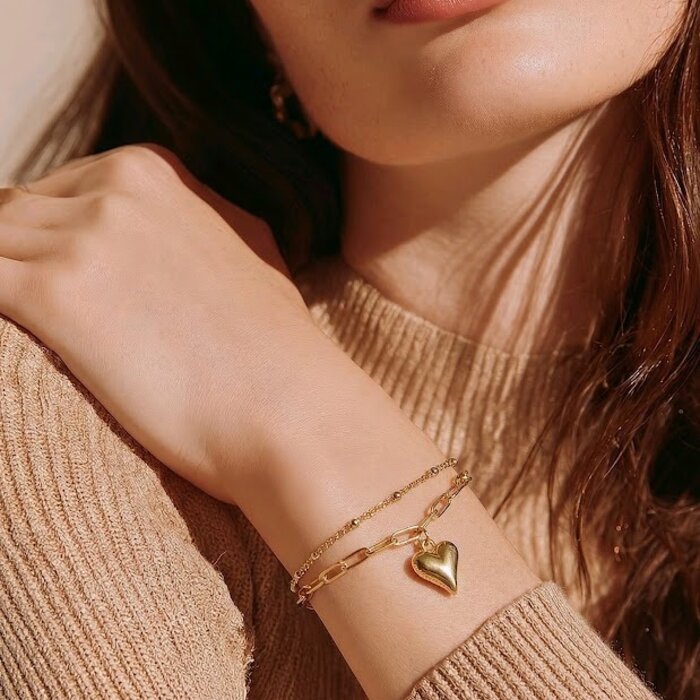 Armband - DubbelSchakel - Hartjes - Design