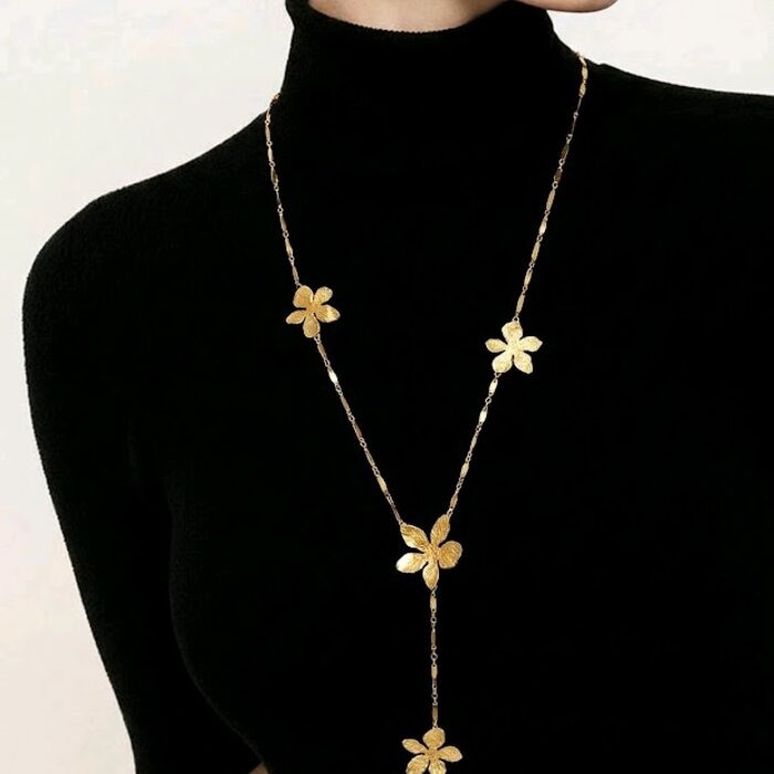 Bloom – Stainless Steel Ketting met Fijne Bloemendetails in Goud